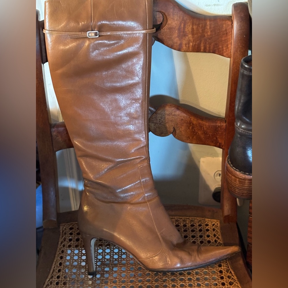 Sergio Rossi Vero Cuoio Light Brown/Tan Leather Knee-High Boots